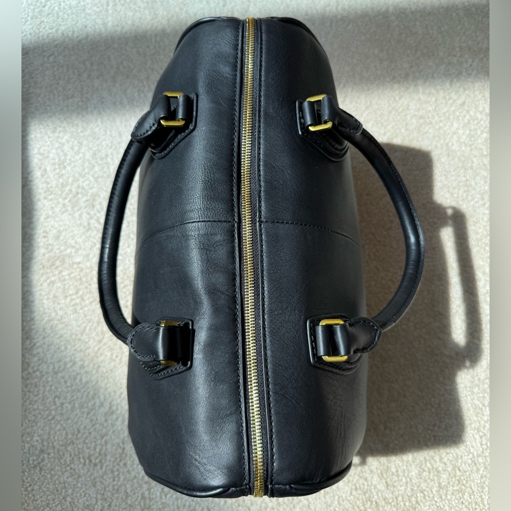 Vintage J. Crew Black Leather Top Handle Satchel Doctor Bag Purse New w/o tags! - Picture 6 of 13